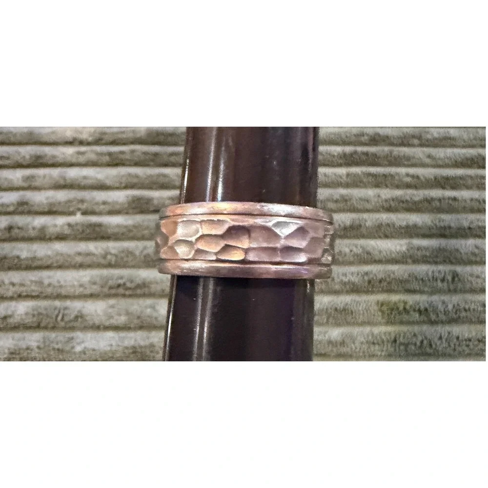 RGC Titanium Hammered Band Ring Mens Womens Modern Minimalist Silver Tone Size 8